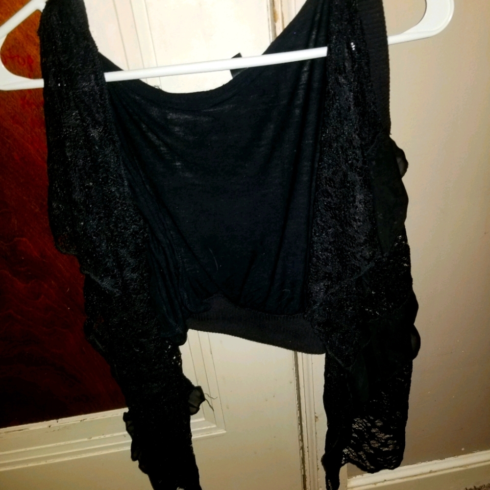 Black lacy vest made in canada size large
